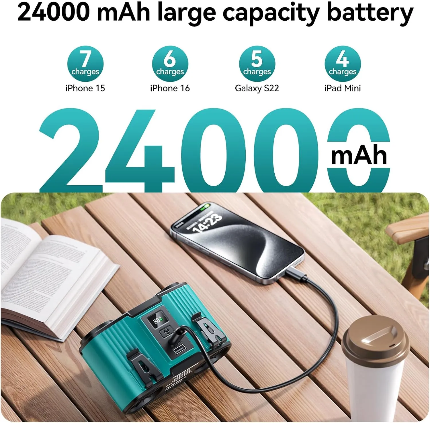 24000mAh Personal Waist Fan, USB Rechargeable Clip The Waist For Working,10 Speed & 40H Cooling and Heatstroke Prevention For Outdoor Travel Camping (Blue, 24000mAh)