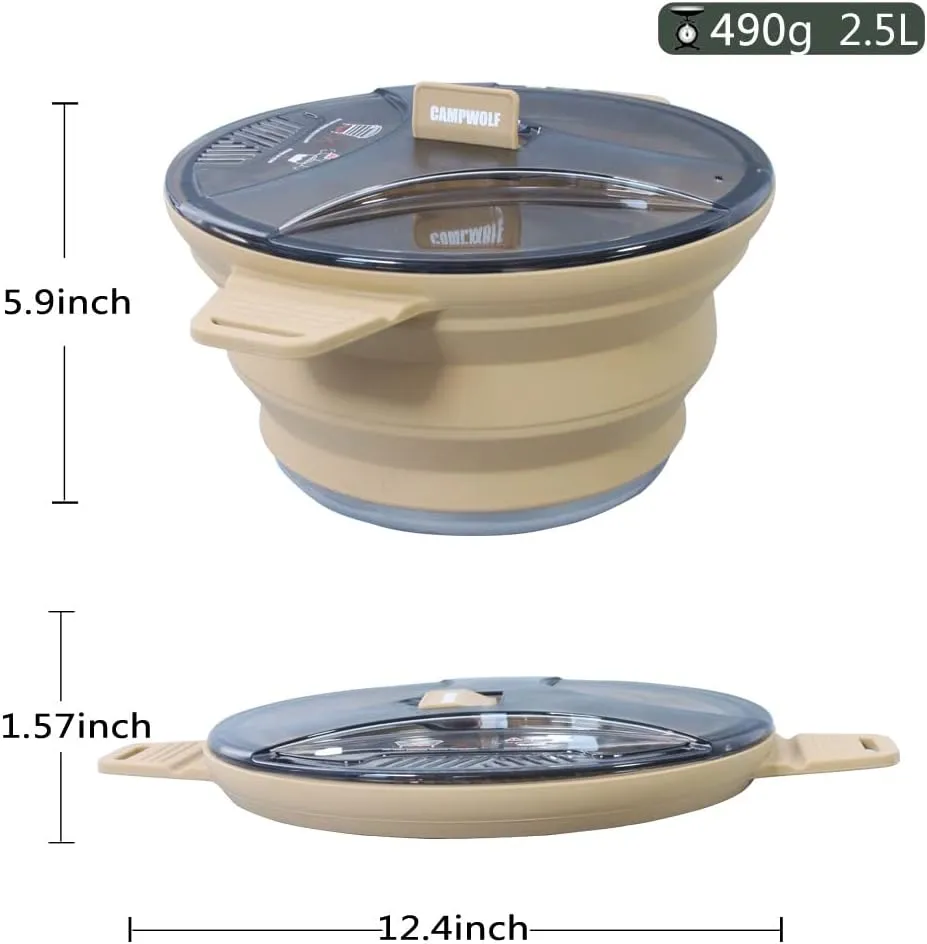 2.5L Collapsible Camping Cook Pot,Portable Cookware for Outdoor Hiking