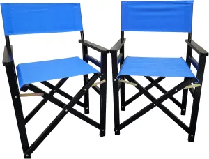 2Pcs Folding Chair Director Chair Outdoor Camping Chairs Wooden Canvas Portable Folding Chair Leisure and Cool Foldable Chair Fishing Folding Chair for Indoor Patio Garden Lawn US Delivery (Blue)