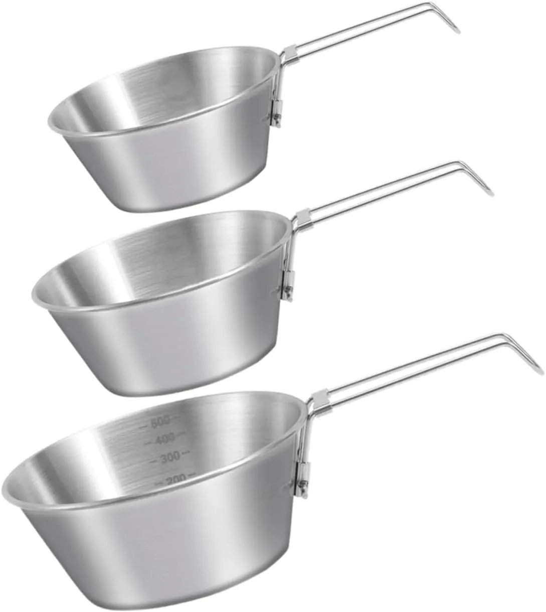 2sets Collapsible Camping Bowl Set Stainless Steel Mixing Bowls Folding Utensils Ice for Outdoor Cooking 3pcs*2