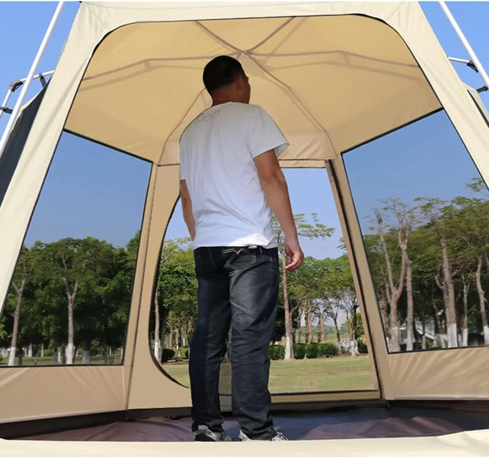 3-4 Person Automatic Tent with Porch Camping Pop Up Tent with 2 Door and 2 Double Layer Instant Family Tent for Camping Outdoor Hiking (Red 5) (Green 5)