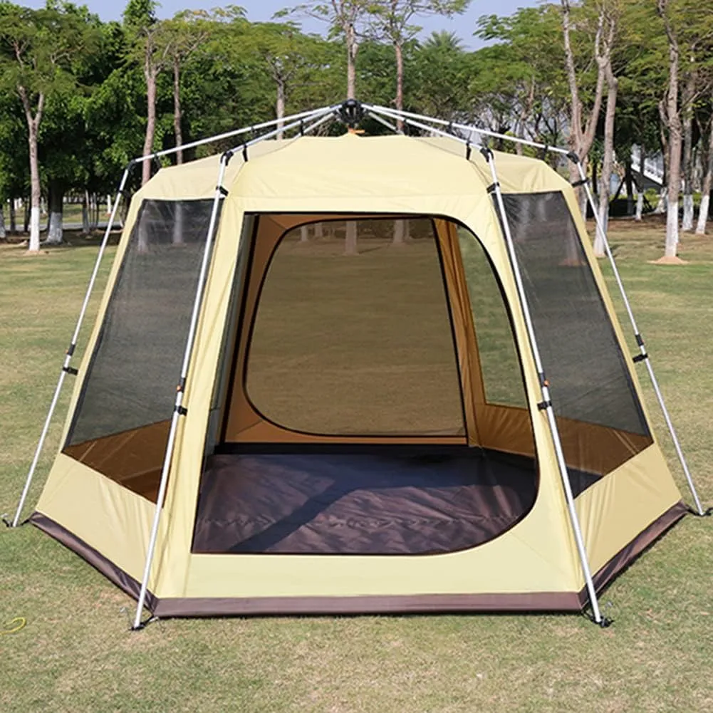 3-4 Person Automatic Tent with Porch Camping Pop Up Tent with 2 Door and 2 Double Layer Instant Family Tent for Camping Outdoor Hiking (Red 5) (Green 5)