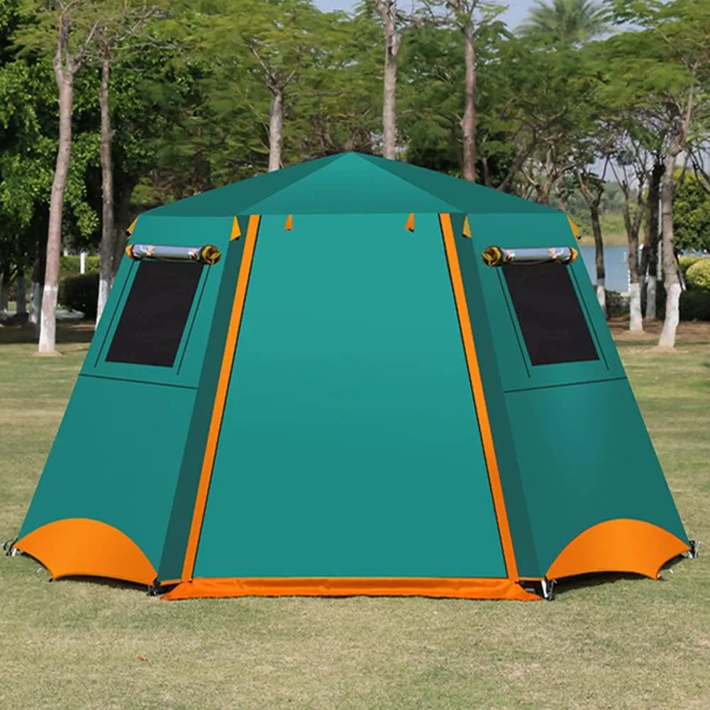 3-4 Person Automatic Tent with Porch Camping Pop Up Tent with 2 Door and 2 Double Layer Instant Family Tent for Camping Outdoor Hiking (Red 5) (Green 5)
