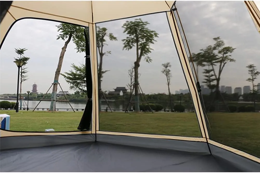 3-4 Person Automatic Tent with Porch Camping Pop Up Tent with 2 Door and 2 Double Layer Instant Family Tent for Camping Outdoor Hiking (Red 5) (Green 5)