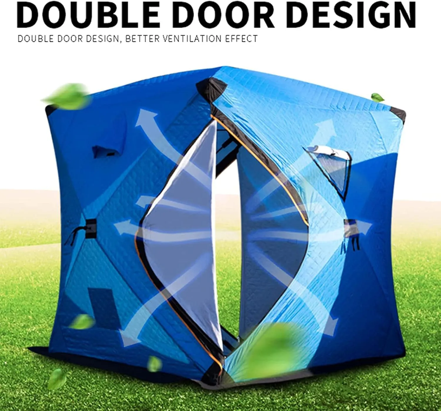 3-4 Person Portable Ice Fishing Shelter Easy Set-up Winter Fishing Tent Ice Fishing Tent with Carry Bag Fishing Equipment Outdoors (Orange 3~4 Person 180X180X210CM)