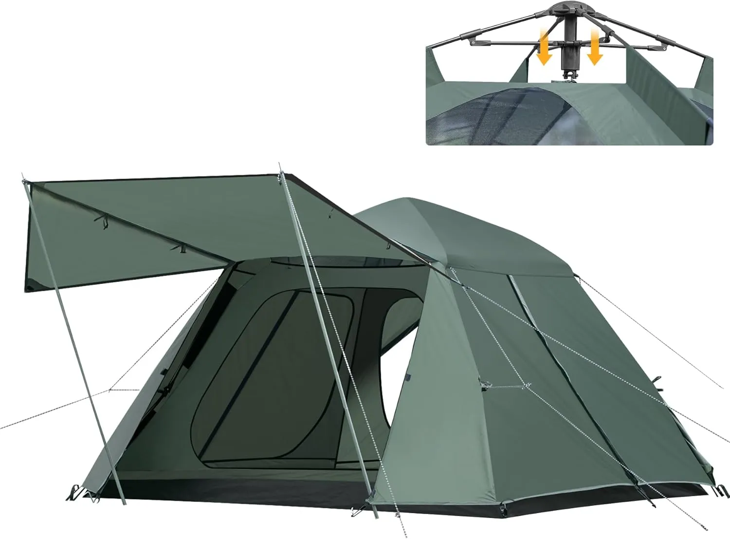 3-4 Person Tents for Camping, Instant Pop-Up Family Tent with Vestibule & Mesh Windows, Portable Lightweight Cabin Tent with Rainfly, Windproof & Waterproof, Easy Setup for Outdoor Hiking Travel