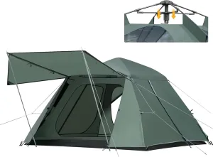3-4 Person Tents for Camping, Instant Pop-Up Family Tent with Vestibule & Mesh Windows, Portable Lightweight Cabin Tent with Rainfly, Windproof & Waterproof, Easy Setup for Outdoor Hiking Travel