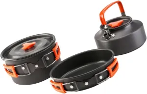 3-Piece Outdoor Pot Set Aluminum Alloy Cookware Camping Pan Set Heat-Resistant Handle