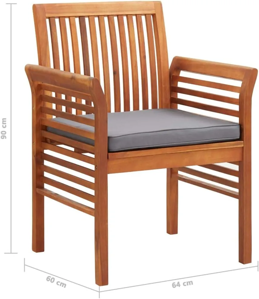 3-Piece Solid Acacia Wood Patio Dining Chairs Set with Cushions, Brown Outdoor Furniture for Backyard, Poolside, and Camping, Weather-Resistant Lounge Chairs with Deep Seat Design