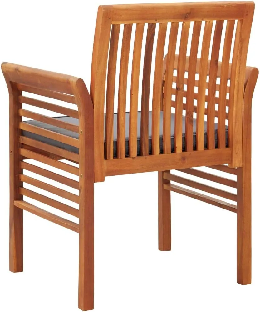 3-Piece Solid Acacia Wood Patio Dining Chairs Set with Cushions, Brown Outdoor Furniture for Backyard, Poolside, and Camping, Weather-Resistant Lounge Chairs with Deep Seat Design