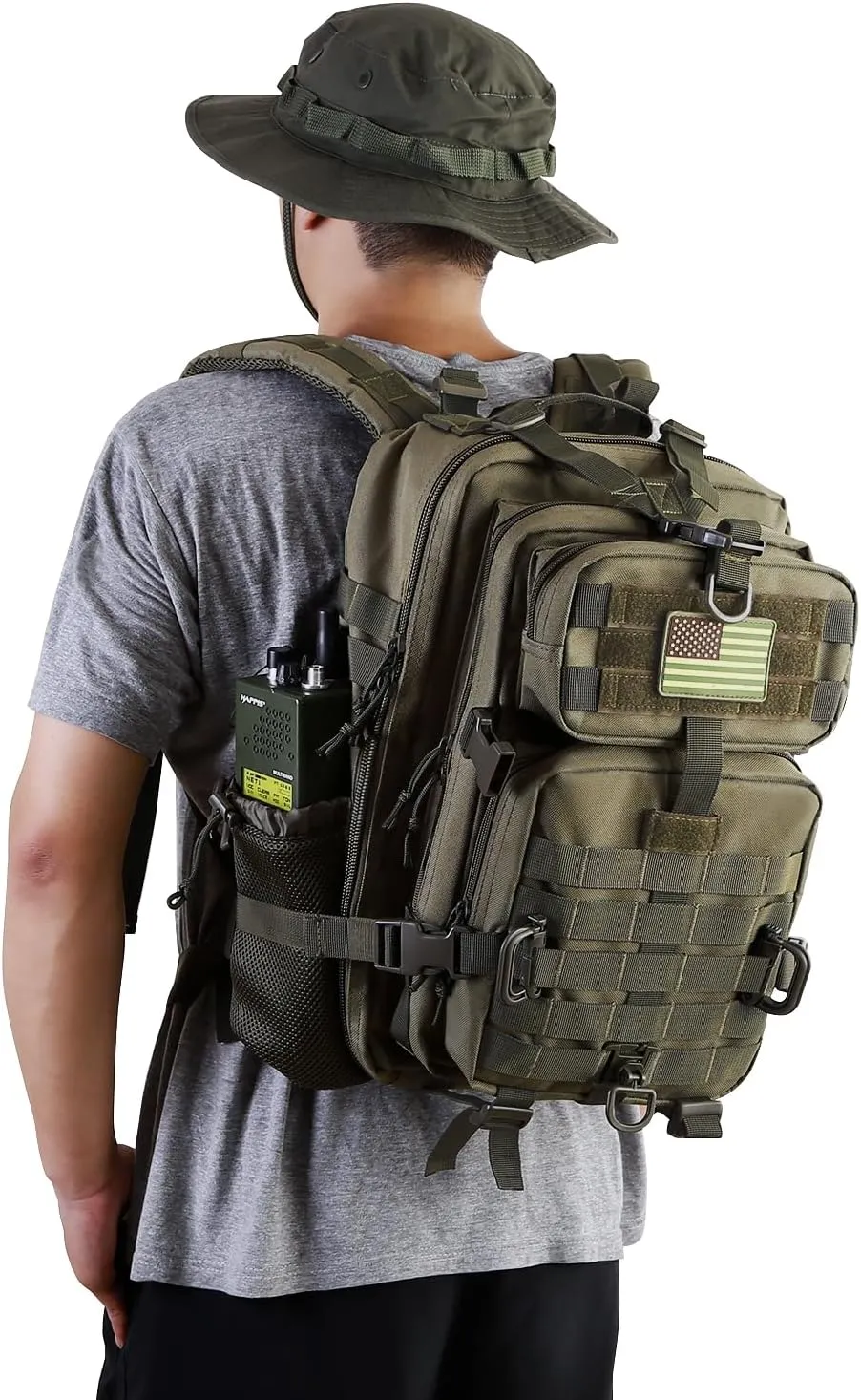 30L MOLLE Assault Pack, Tactical Backpack Military Army Camping Rucksack with Bottle Holder, 3-Day Pack, Olive Green