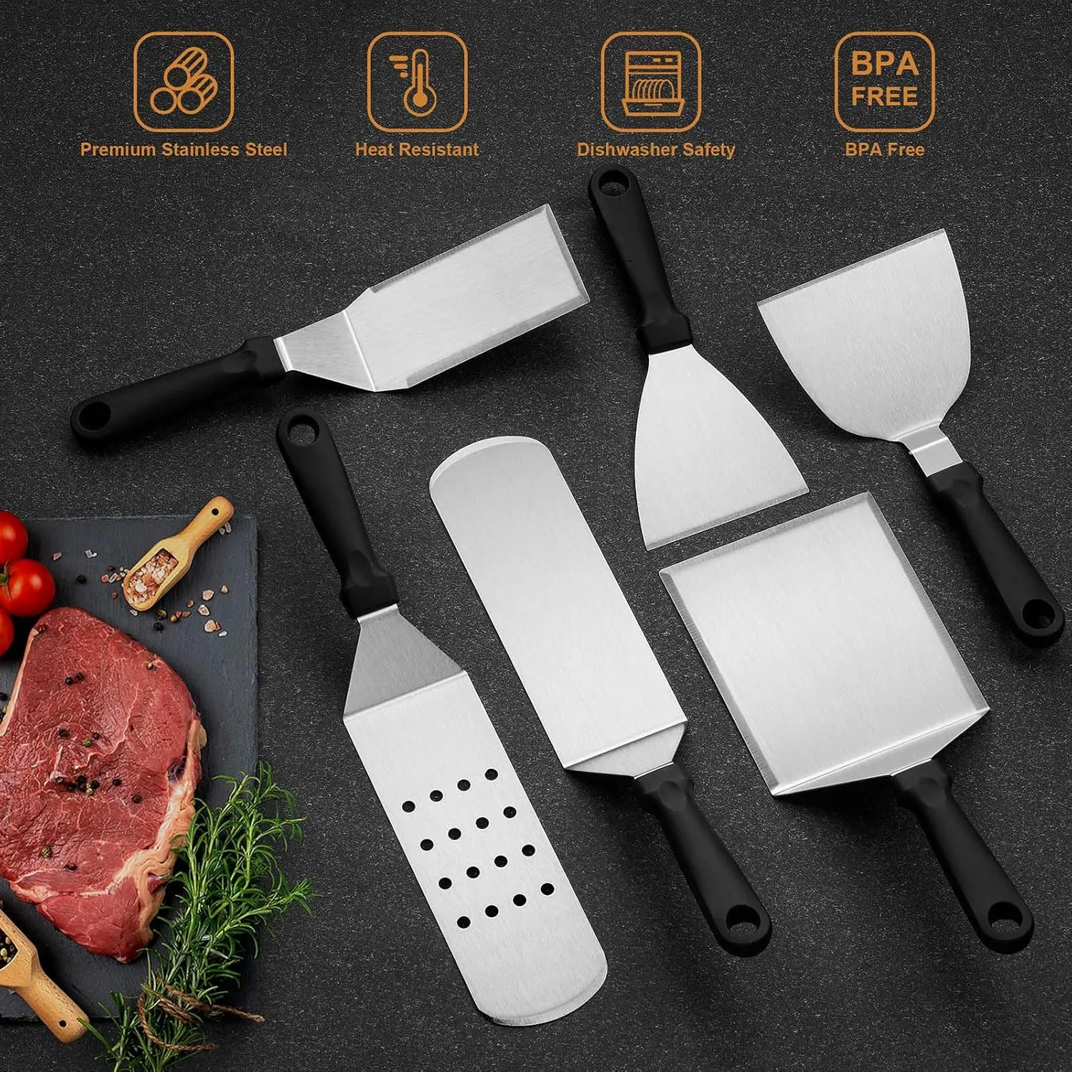 35PCS Griddle Accessories Kit, Leonyo Flat Top Grill Accessories, Grill Tools with Griddle Spatulas Smash Burger Press, Basting Cover, Scraper for Outdoor BBQ, Professional Gift for Men & Women