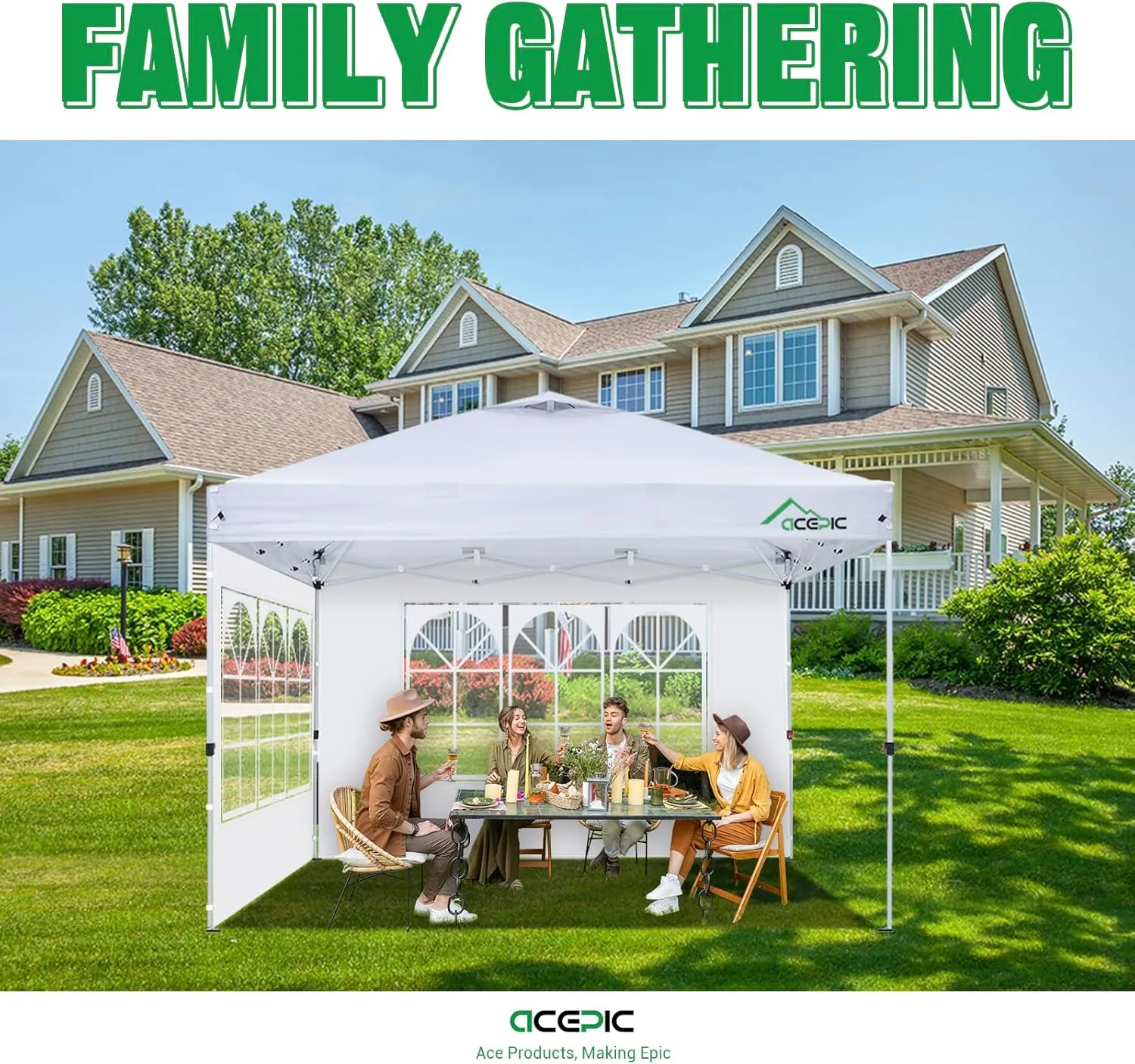 3Pcs Instant Canopy Tent Sidewalls for 10x10 Pop-Up Canopy, Garden Gazebo, 210D Oxford Fabric Waterproof, White (Tent NOT Included)