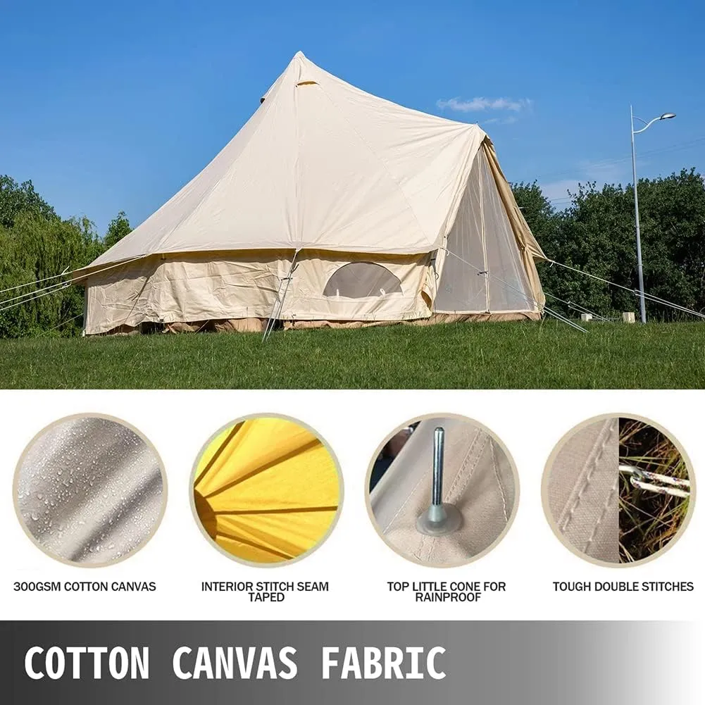4-12 Person Camping Tent, Easy to Install, 4-6 Meters Oxford Cloth Tent Outdoor Four Seasons Family Gathering Picnic yurt Tent with Stove