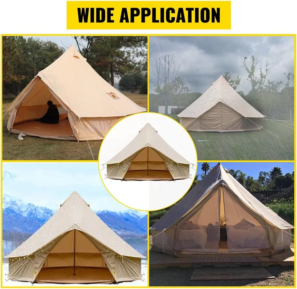 4-12 Person Camping Tent, Easy to Install, 4-6 Meters Oxford Cloth Tent Outdoor Four Seasons Family Gathering Picnic yurt Tent with Stove