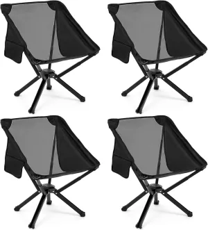 4 Pack Portable Chairs, Camping Chairs Supports 350 LBS ，Lightweight Folding Chair - Backpacking Chair for Outdoor Camping, Beach, Fishing, Picnic, Lawn, Concert, Hiking, Black