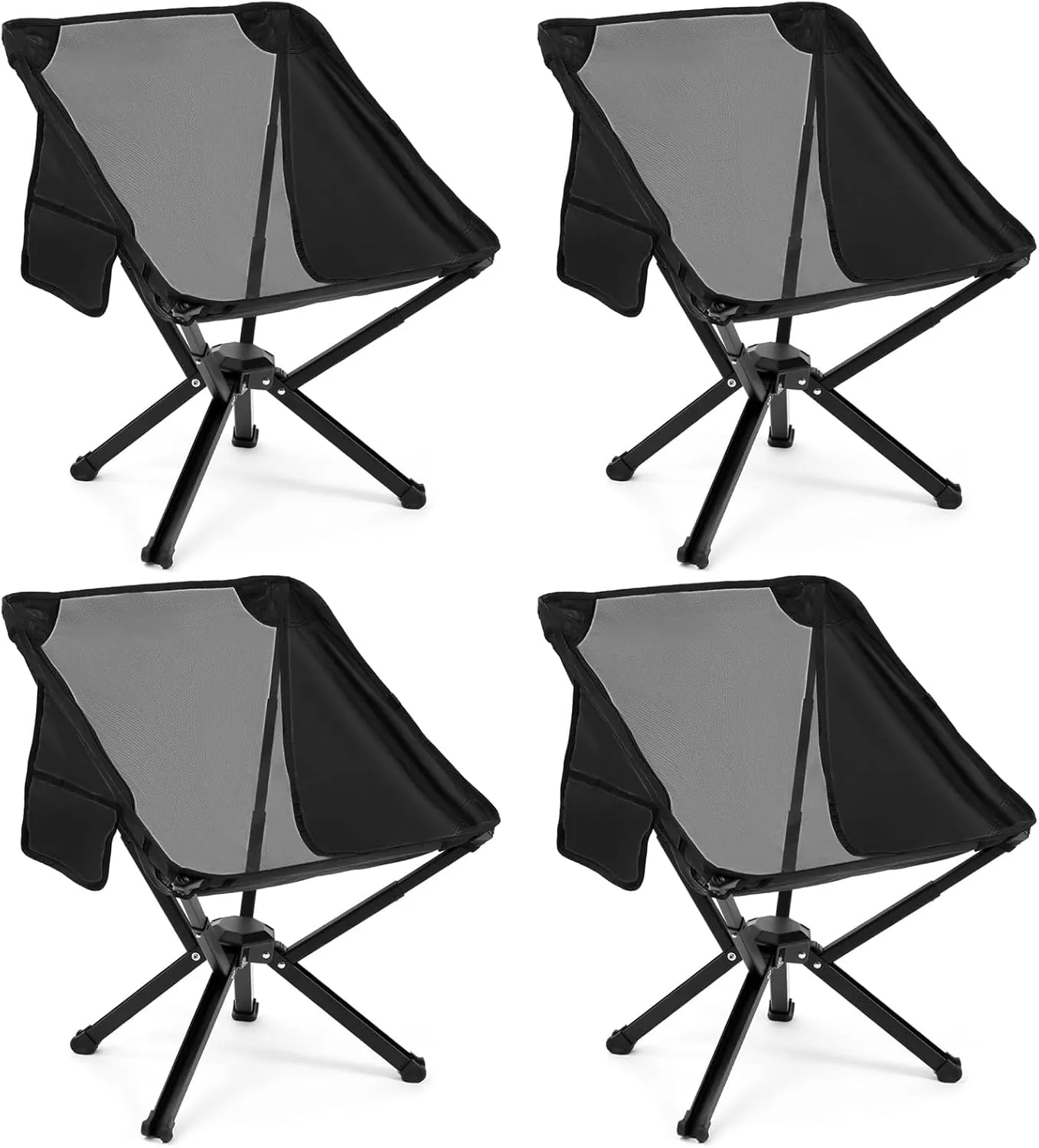4 Pack Portable Chairs, Camping Chairs Supports 350 LBS ，Lightweight Folding Chair - Backpacking Chair for Outdoor Camping, Beach, Fishing, Picnic, Lawn, Concert, Hiking, Black