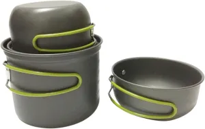 4-pc Aluminum Camping Cookware Kit Portable Outdoor Cooking Set Utensils Collapsible Handle Heat-Resistant Cover