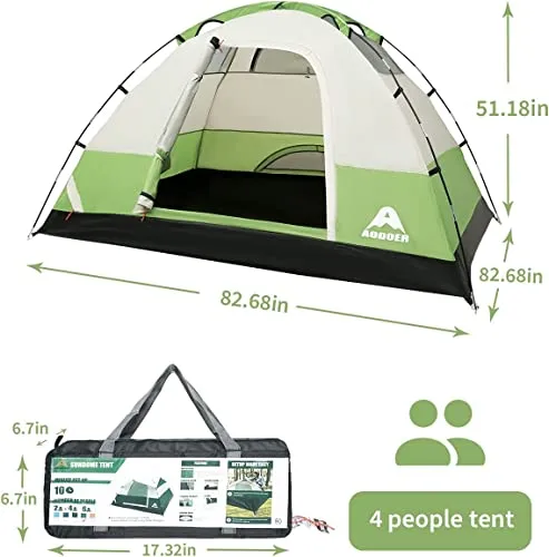 4 Person Tents for Camping Ventilated Removable Instant Tent, Set up Dome Tent 4 Seasons for Outdoor Camping, Hiking, Fishing