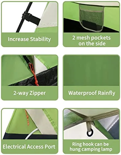 4 Person Tents for Camping Ventilated Removable Instant Tent, Set up Dome Tent 4 Seasons for Outdoor Camping, Hiking, Fishing