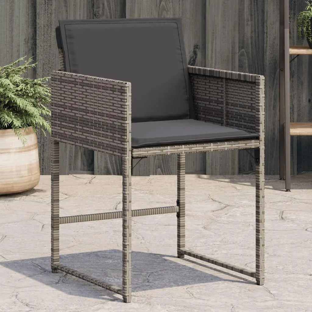 4-Piece Gray Poly Rattan Patio Chairs Set with Thick Cushions, Outdoor Furniture for Backyard Poolside Beach Camping, Durable PE Wicker & Steel Frame, Foldable Backrest, 242.5lb Capacity