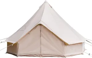 4 Season Cotton Canvas Yurt Tent with Stove Jacks,5M / 16.4ft Waterproof Canvas Bell Tent,Big Space Camping Yurt Style Tent for Family Camping Picnic