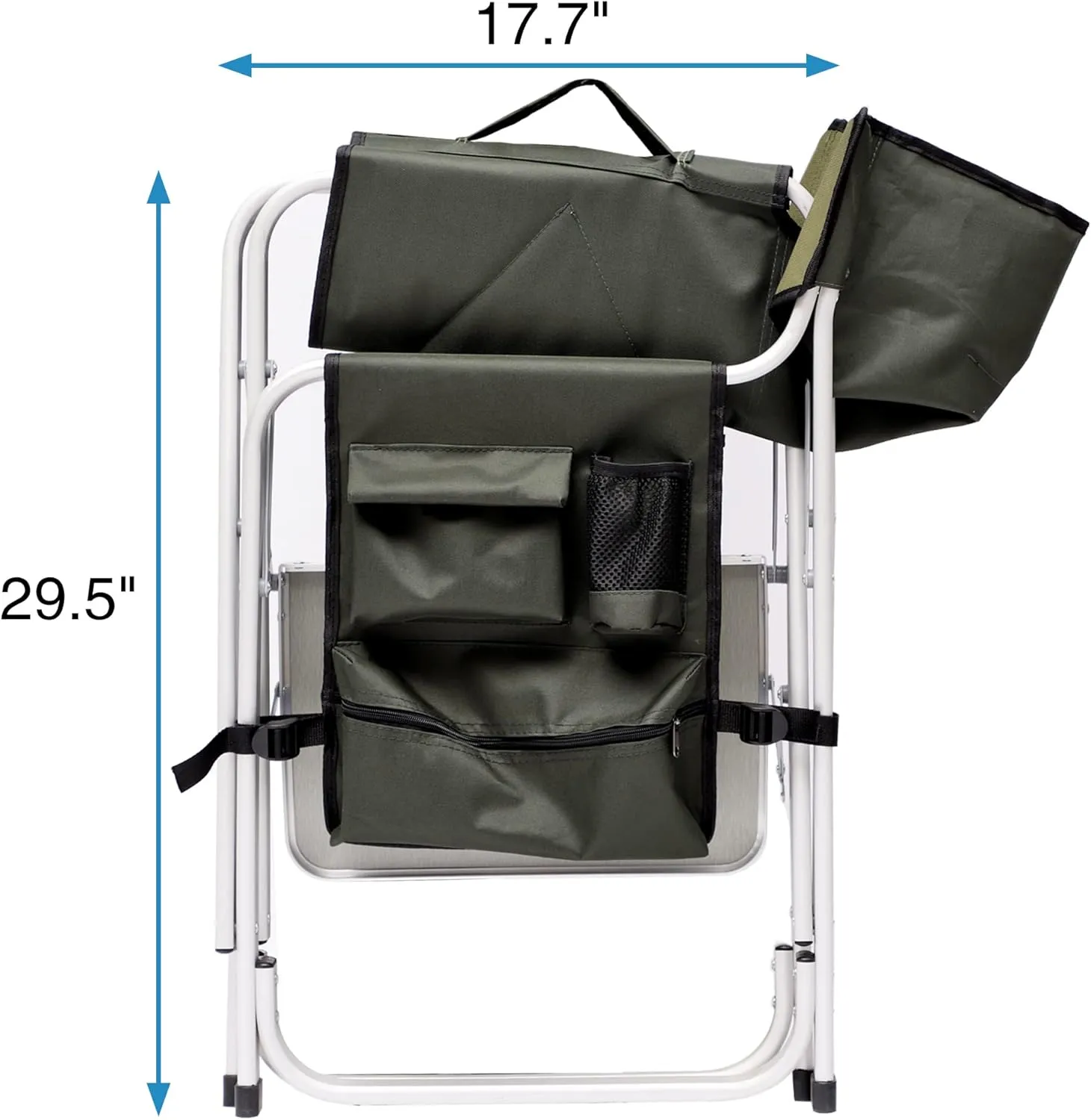 400LBS Folding Outdoor Chair with Side Table & Storage Pockets, Lightweight Aluminum Oversized Camping Chair for Fishing - Padded Seat/Armrests & Weather-Resistant Oxford Fabric (1, Green)