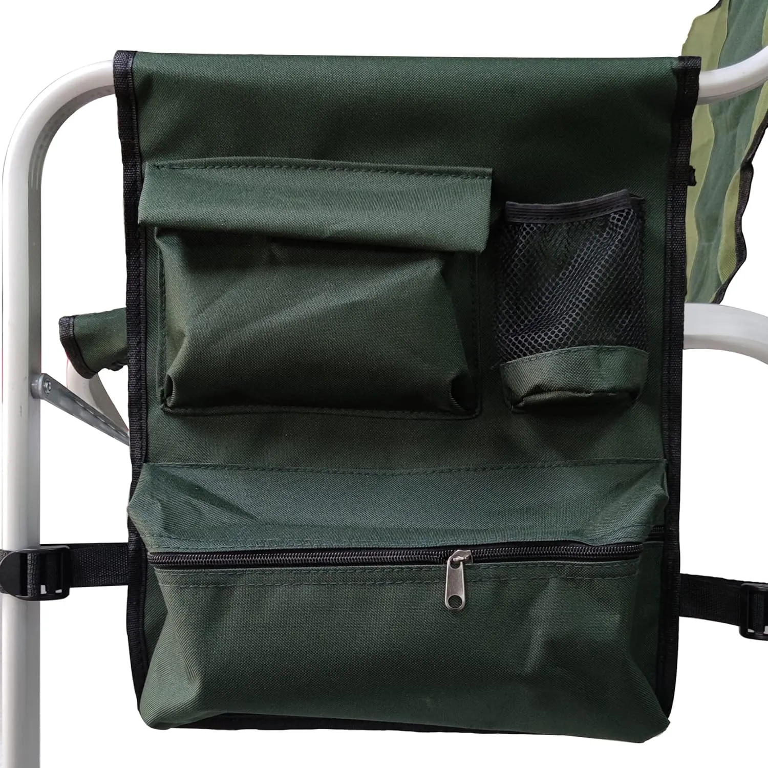 400LBS Folding Outdoor Chair with Side Table & Storage Pockets, Lightweight Aluminum Oversized Camping Chair for Fishing - Padded Seat/Armrests & Weather-Resistant Oxford Fabric (1, Green)