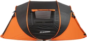 5-8 Person Family Camping Tent, Black   Cream Instant Pop Up Tent, Automatic Beach Tent with Double Doors & 4 Mesh Windows