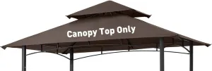 5' X 8' Grill Gazebo Replacement Canopy Top for Model L-GG001PST-F, Double Tiered BBQ Tent Cover Durable Outdoor Grill Shelter Canopy Top(Brown)
