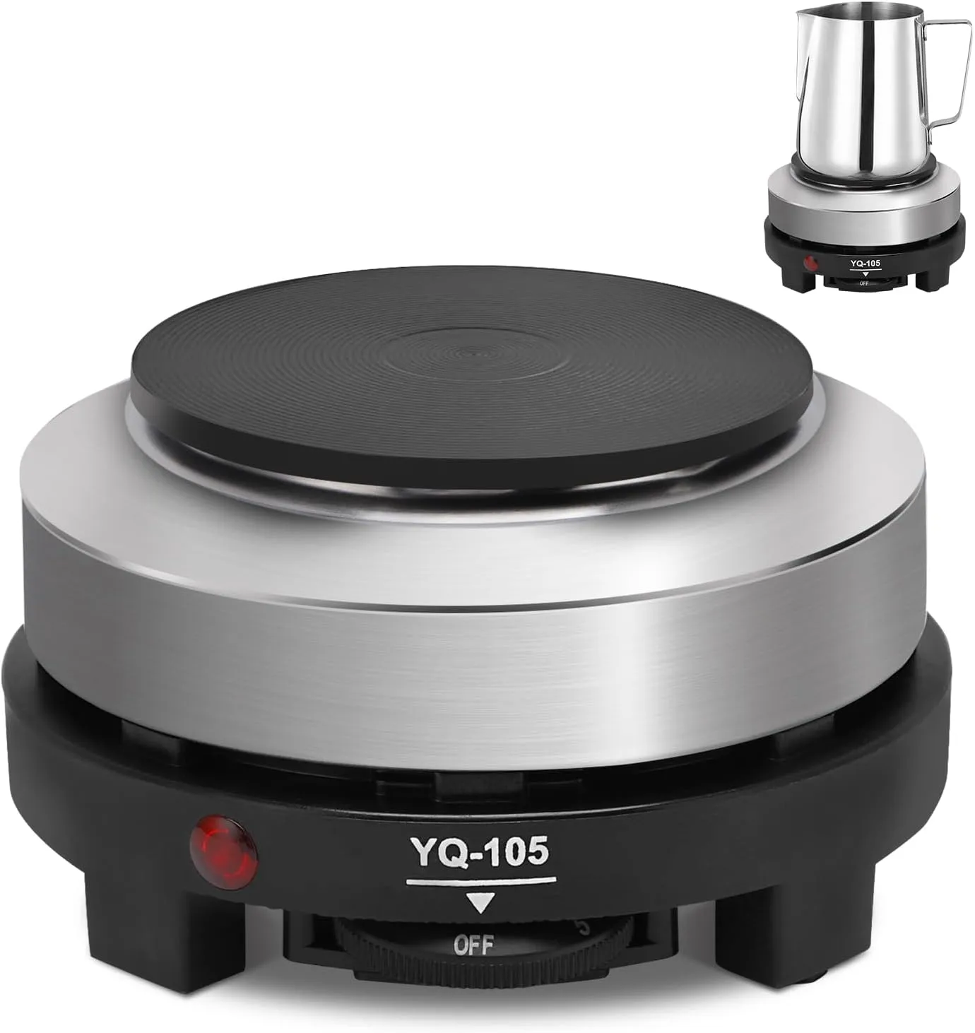 500 Watt Hot Plate, Portable 500W Electric Hot Plate, Electric Camping Stove Low Watt, Single Burner, for Milk Water Coffee Heating (US Plug）