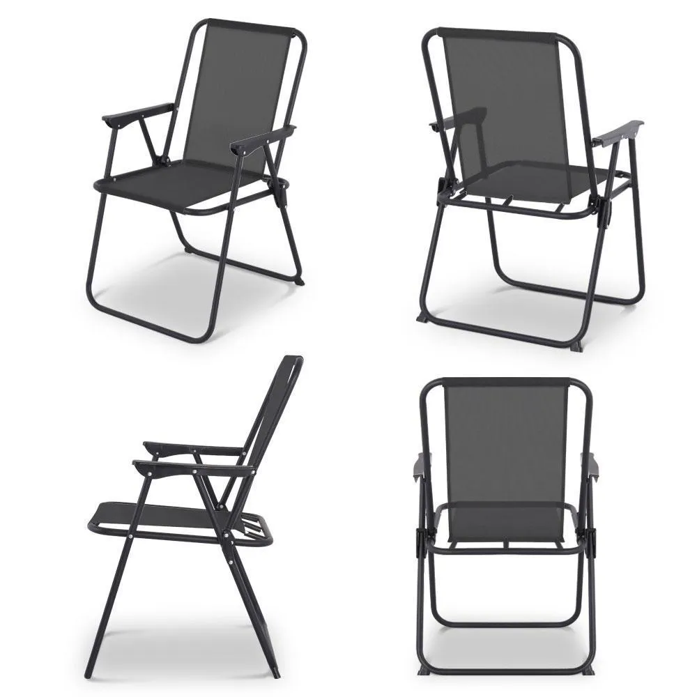 6 Dining Black Outdoor - Set Round Complete collection Piece Masterful craftsmanship Gardeon