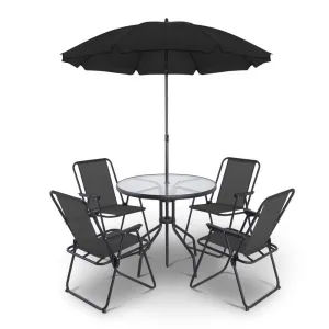 6 Dining Black Outdoor - Set Round Complete collection Piece Masterful craftsmanship Gardeon