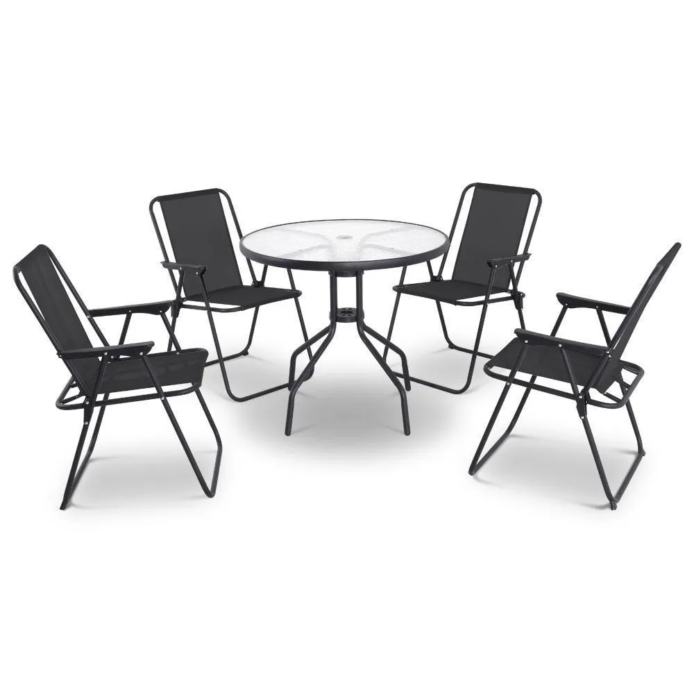 6 Dining Black Outdoor - Set Round Complete collection Piece Masterful craftsmanship Gardeon
