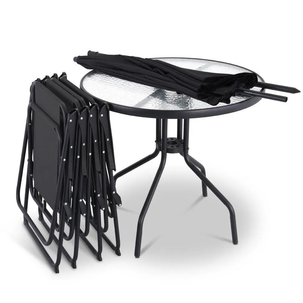 6 Dining Black Outdoor - Set Round Complete collection Piece Masterful craftsmanship Gardeon