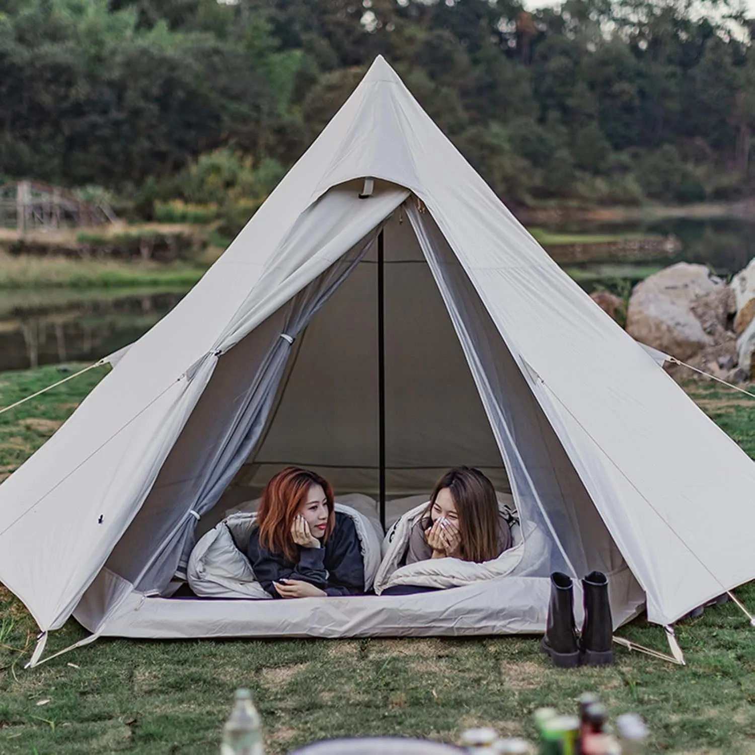 6/12 Person Camping Tent with Porch, Instant Tent, Large Family Cabin Tents with 2 Rooms, Double Layer Glamping Tent with Rainfly for Outdoor,Picnic,Camping