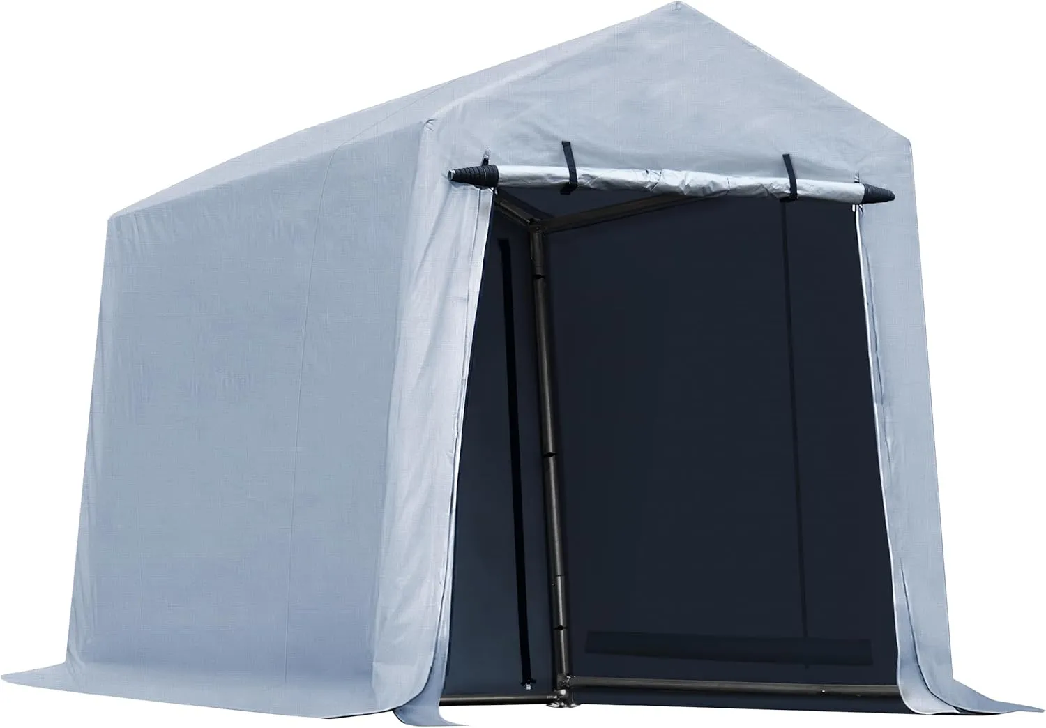 6x7x8FT Portable Storage Shed, Heavy Duty Outdoor Storage Shelter with Waterproof Cover, Portable Garage with Roll-Up Zipper Door and Ventilated Window for Motorcycles, Bicycles, Boats, Party