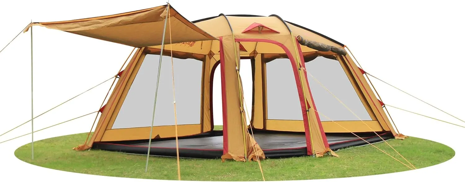 8-10 Person Screened Tent – 360° Mesh Breathable Shelter with Detachable Ground Mat, Waterproof Windproof Insect - Proof – for Family Camping, Outdoor Picnic, Backyards & Group Events