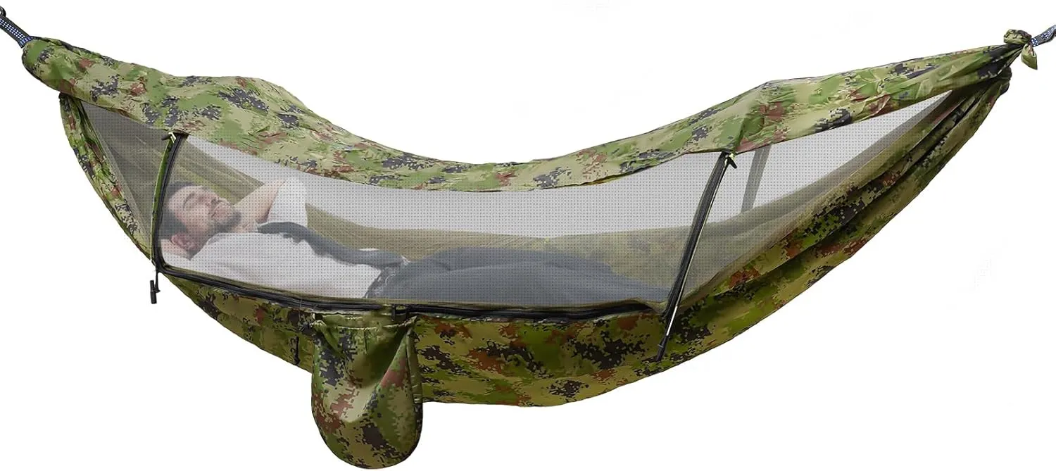9.5 * 4.5ft Hammock Camping Essentials Hiking Gear Outdoor Survival Gear Camping Hammock with Mosquito Net Foldable Nylon Tent Hammock Camping Gifts for Camping Hiking Fishing