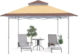 ABCCANOPY 13x13 Pop Up Canopy with Double Ventilated Top, 4 Sandbags, 4 Ropes and 8 Stakes (Tan)