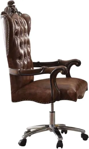 Acme Versailles Executive Chair in 2 Tone Light Brown PU & Cherry Oak