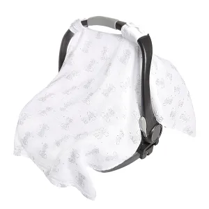 aden   anais Essentials Car Seat Canopy Cover, 100% Cotton Muslin, Lightweight and Breathable, Safari Babes- Elephant