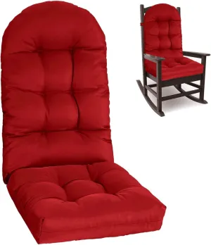 Adirondack Chair Cushion, Rocking Cushions 44x19.4x4 inch, High Back Patio Recliner Cushion of Upper and Lower with Ties, Sunscreen and Fade-Resistant Red,1