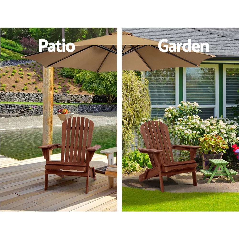Adirondack Foldable Outdoor Armchair & Side Table Set - Brown