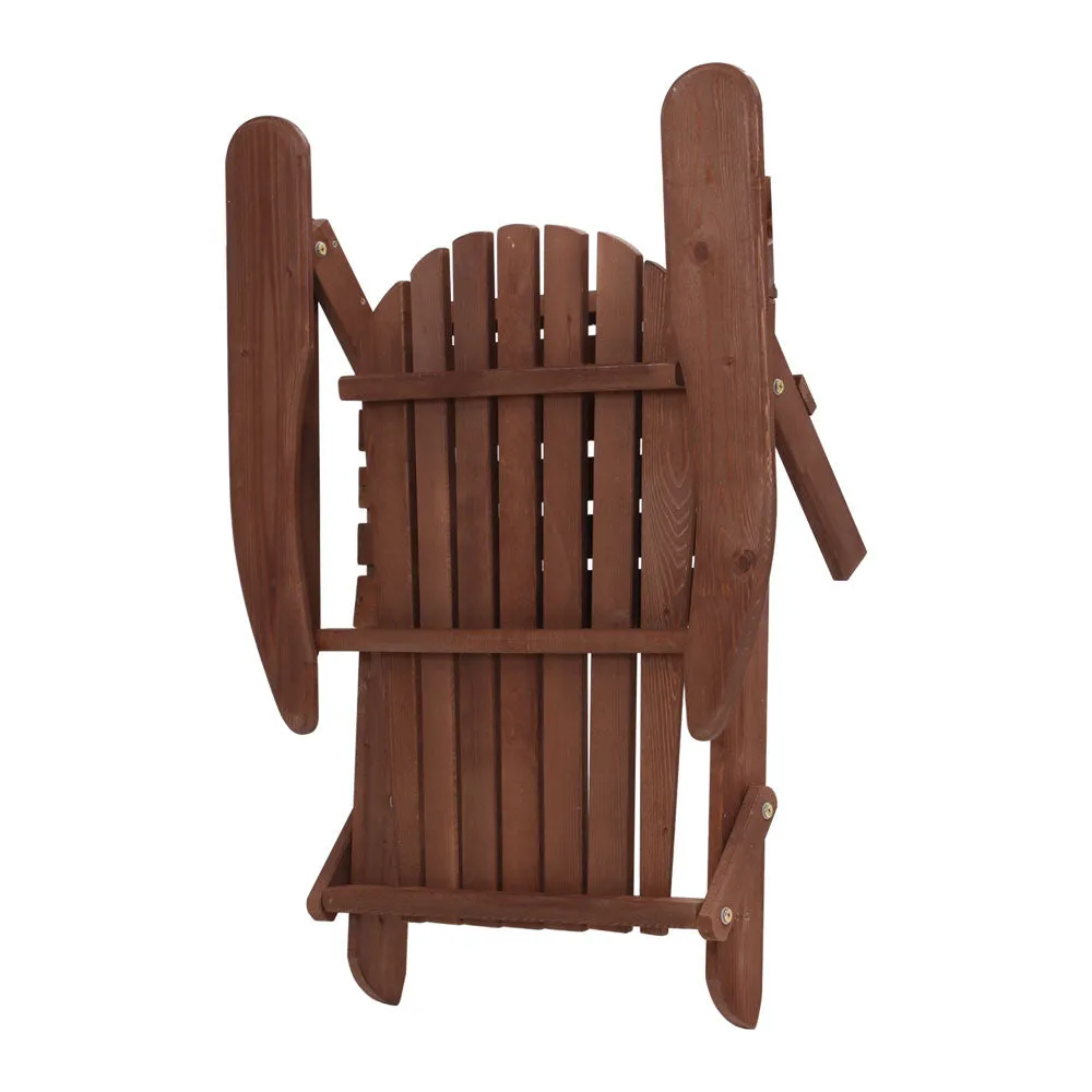 Adirondack Foldable Outdoor Armchair & Side Table Set - Brown