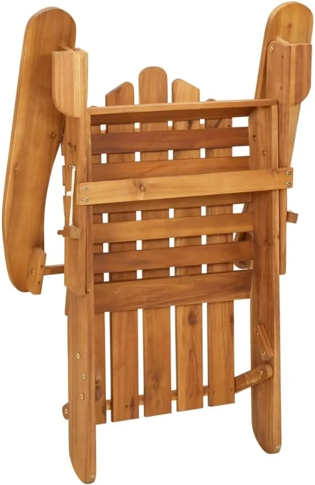 Adirondack Patio Chair with Foldable Footrest Solid Acacia Wood Outdoor Lounge Chair Dark Gray 242.5lb Capacity for Poolside, Beach, and Backyard Relaxation