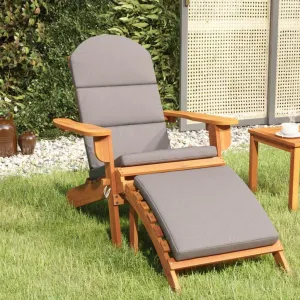 Adirondack Patio Chair with Foldable Footrest Solid Acacia Wood Outdoor Lounge Chair Dark Gray 242.5lb Capacity for Poolside, Beach, and Backyard Relaxation