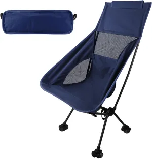 aiGear Camping Chair, Portable Camping Chair with Storage Bag, Load Anti Slip Foot Covers, Upgraded Navy Blue Camp Chair High Back Oxford Cloth for Lawn Outdoor Picnic Travel Camp Chair