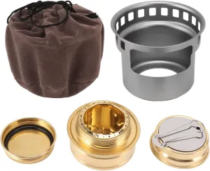 Alcohol Stove, Windproof Copper Spirit Burner Aluminium Alloy Camping Stove Portable Outdoor Mini Cooking Tool with Storage Bag for Picnic (Grey)