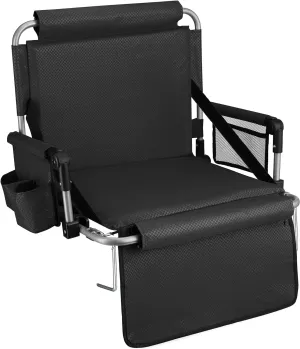 Alpcour Bleacher Seat with Backrest – Premium Stadium Seating for Bleachers: Cushioned, Foldable & Padded Stadium Seat Chair with Arms & Pockets – Perfect for Football & Basketball Games